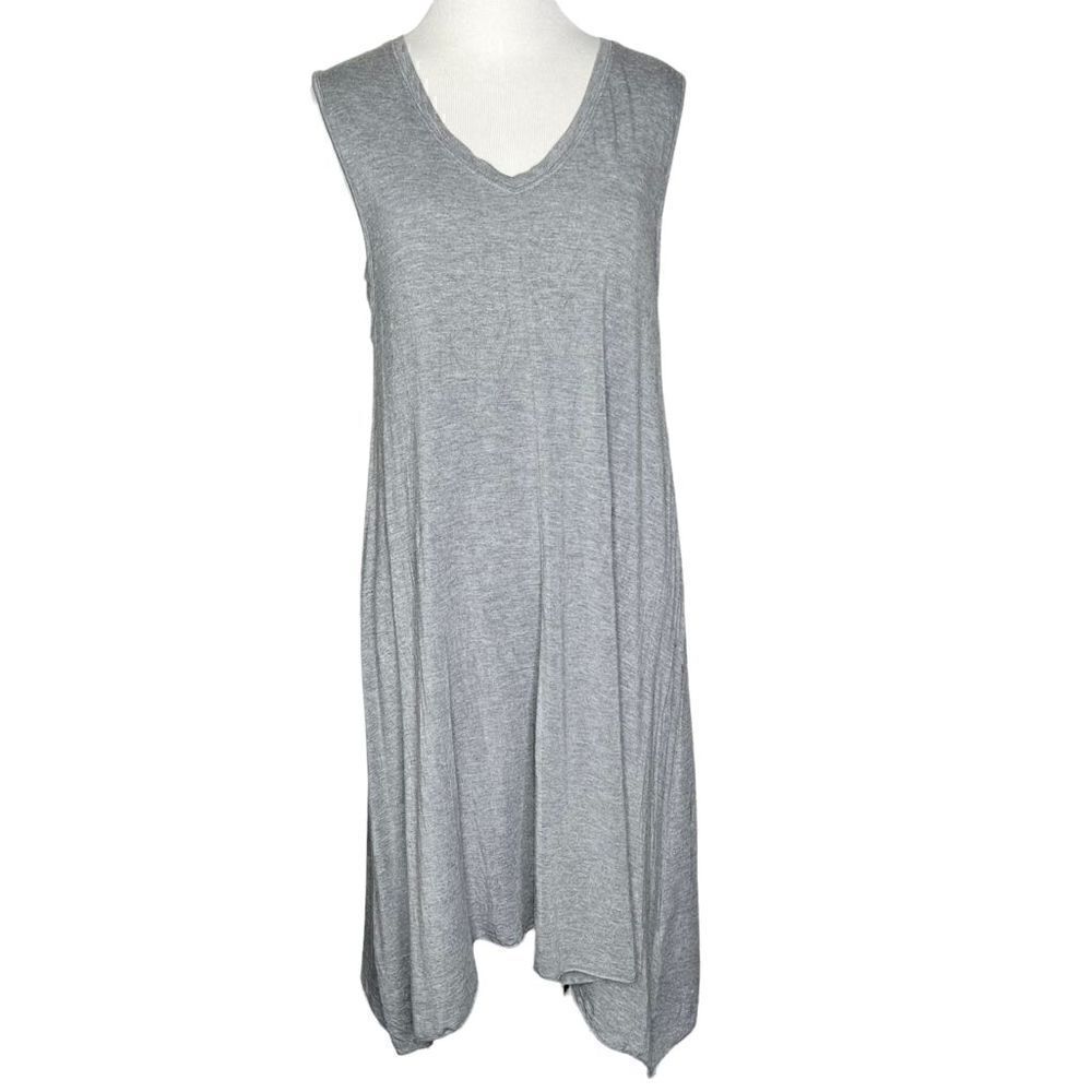 Artisan NY V-Neck Sleeveless Gray Sharkbite Hem Dress‎ Small